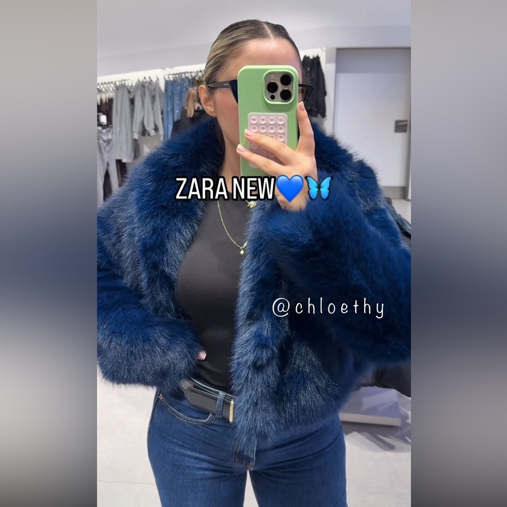 Zara FAUX FUR SHORT COAT - Picture 2 of 16